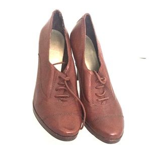 Brown laced up booties